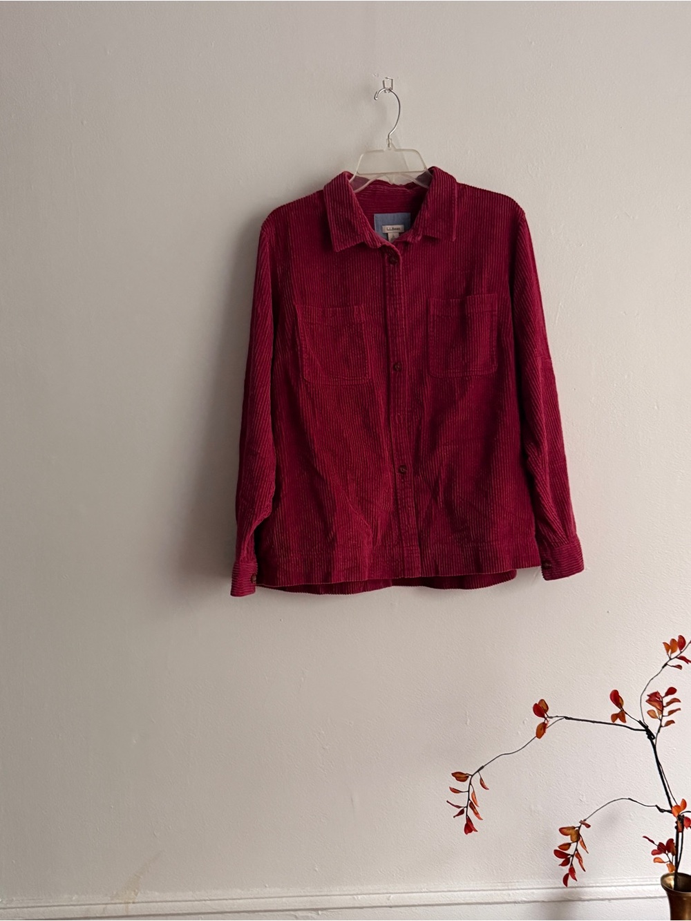 L.L. Bean Corduroy Button-Up Jacket in Burgundy